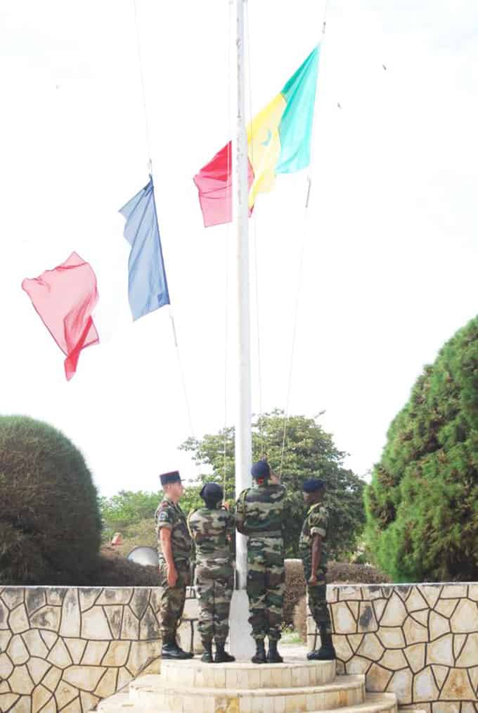 Lowering And Raising France Senegal Flags Airforce Base Ouakam Dakar 2011